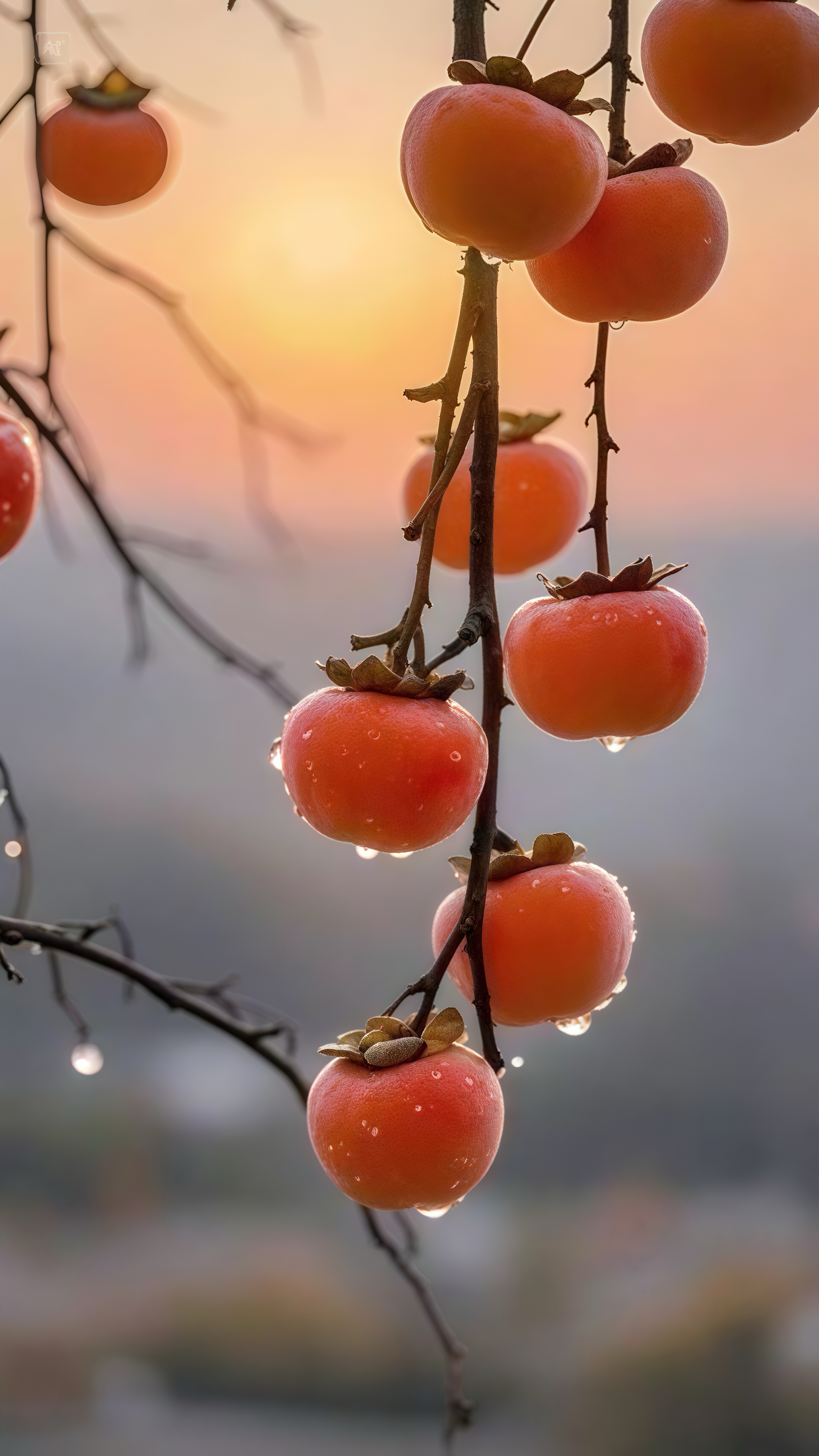 好“柿”连连—陕煤地质一九四公司李丽摄（夕阳铺就温柔底色，柿子挂枝，颗颗饱满，晶莹的水珠挂于柿身，在微光中闪烁，好“柿”连连，蕴藏人间 期许与美好！）.jpg